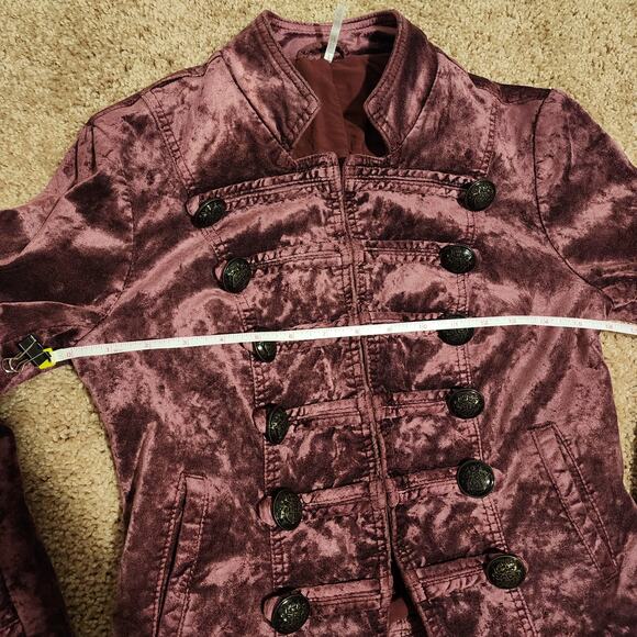 Free People Velvety Military Jacket Purple Size XS - Picture 13 of 15